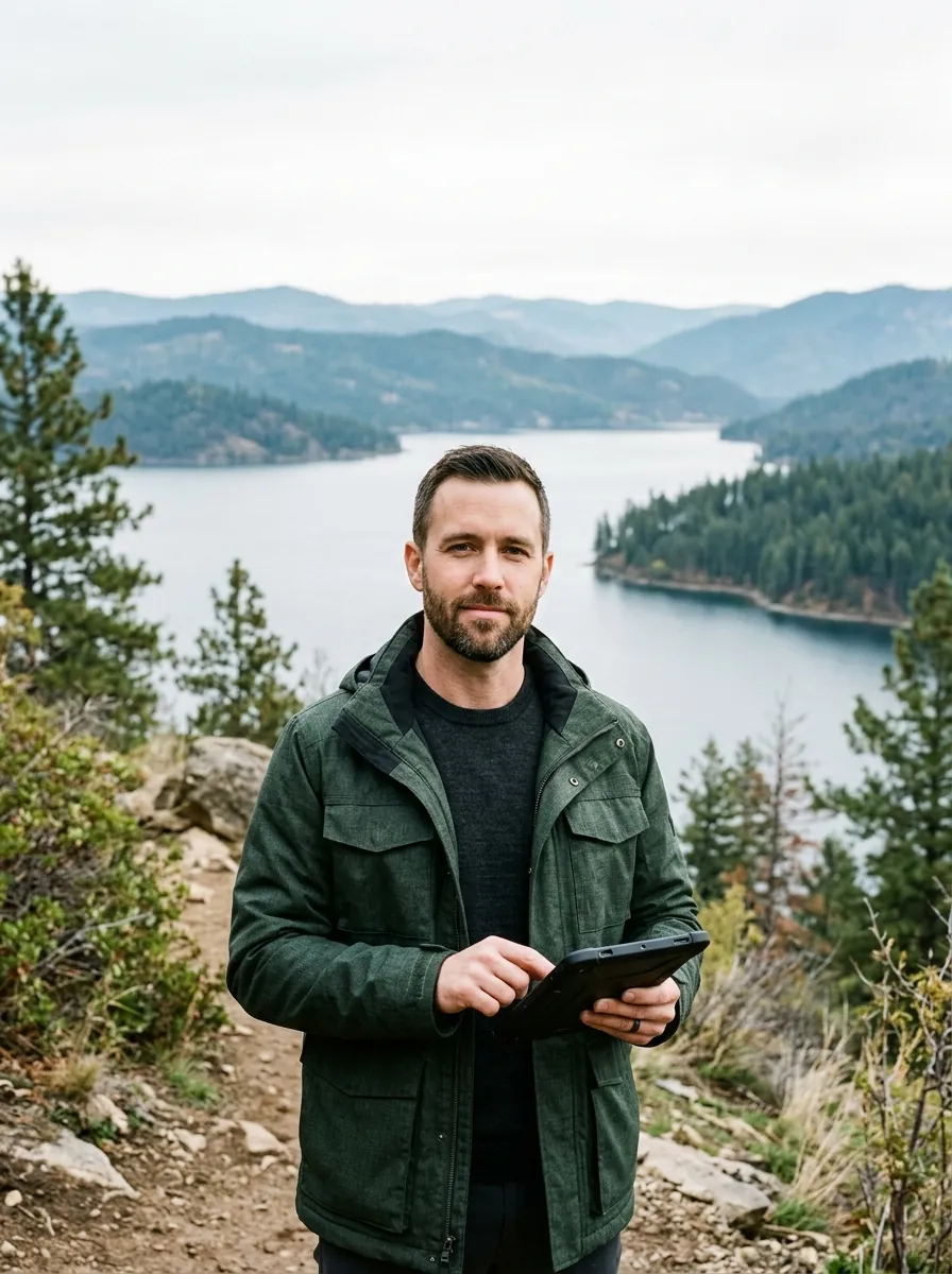 Contour advisor at a ridgeline overlook above Lake Coeur d'Alene